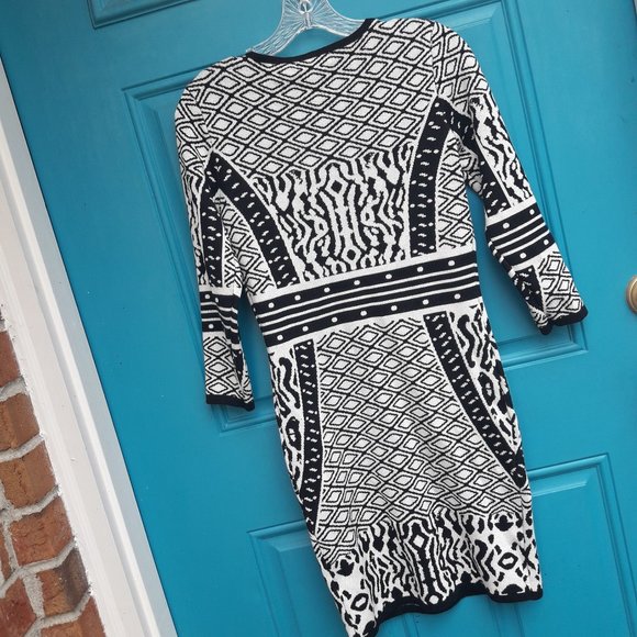 Animal Print Dress Body Con Rayon Knit Gorgeous Wild Black and White Print - Picture 11 of 16